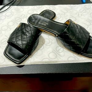 Black Christina glitter slide in black
